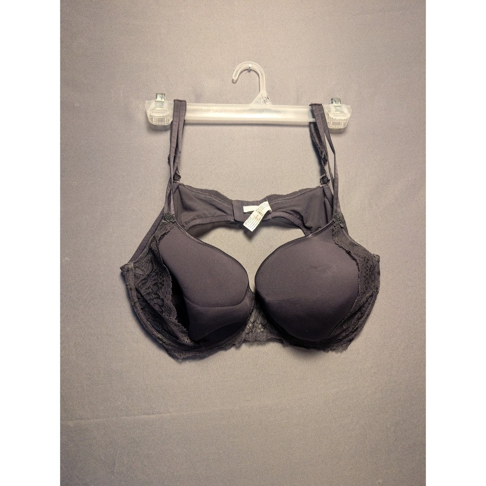 Simone Perele Eden Spacer Push-Up Bra Womens 40D Dark Gray Floral Lace 12H316